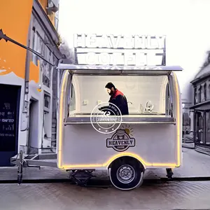 Phổ biến thực phẩm màu trắng xe tải thực phẩm thép không gỉ xe tải cà phê Kem Bánh Pizza để bán mỹ thực phẩm tiêu chuẩn Trailer