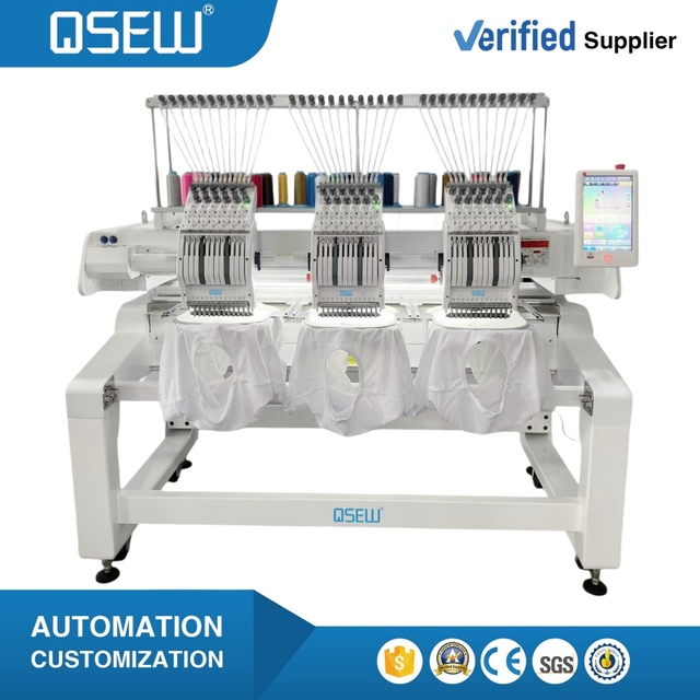 QS-1203 Computerized Cap Embroidery Machine Three Head 12 Needle T-Shirt Logo Label Embroidery Machines