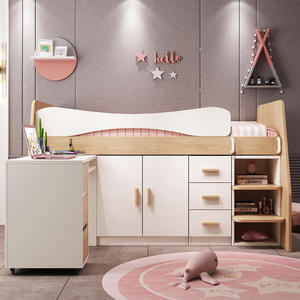 <span class=keywords><strong>Lit</strong></span> multifonctionnel pour enfants intégré à un bureau, pour les petites pièces, avec garde-corps et <span class=keywords><strong>armoire</strong></span> de rangement - Product Image 4
