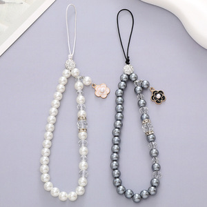 Breloque <span class=keywords><strong>de</strong></span> <span class=keywords><strong>téléphone</strong></span> en perles blanches, personnalisée, chaîne <span class=keywords><strong>de</strong></span> perles plaquées, cordon en coquillages pour appareil photo, <span class=keywords><strong>bracelet</strong></span> anti-perte - Product Image 6