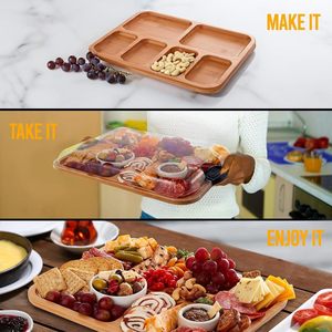 Bamboo Serving <b>Tray</b> 38.1x29x7cm Multi Compartment Food <b>Storage</b> <b>Tray</b> For Residential Use - Product Image 3