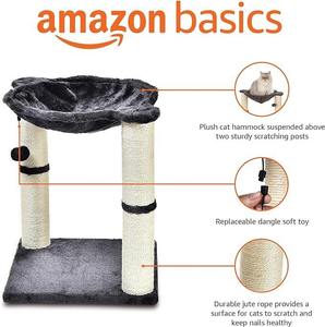 Árbol de gato pequeño de sisal gris Torre de gato sólida clásica con hamaca para <span class=keywords><strong>Amazon</strong></span> - Product Image 3