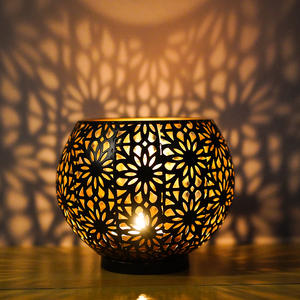 <span class=keywords><strong>Candelabro</strong></span> Trenzado de Alambre de Metal Dorado Estilo Marroquí Vintage, Linterna Hueca Tradicional para Bodas y Eventos - Product Image 6