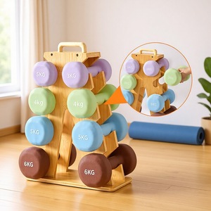 Wooden <b>Dumbbell</b> Storage Rack 4 Layers For Home Gym Equipment Organization Indoor Use - Product Image 1
