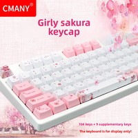 Keycaps PBT Sublimasi Retro Cherry Axis Grosir OEM untuk Keyboard Mekanik Gaming dengan Gaya Tutup Tombol Sakura Pink Biru Abu-abu