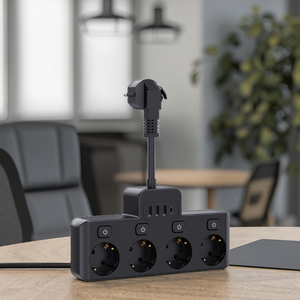 Enchufe de Pared con 4 Tomas de Corriente, Control Individual por Interruptor, 16A, con 2 USB-A y 2 Tipo-C, Cable de 5CM, Corea/Alemania - Product Image 1