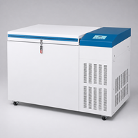 Congélateur coffre ultra-basse température 142L avec roulettes robustes à freins et revêtement en acier inoxydable pour laboratoire de contrôle qualité
