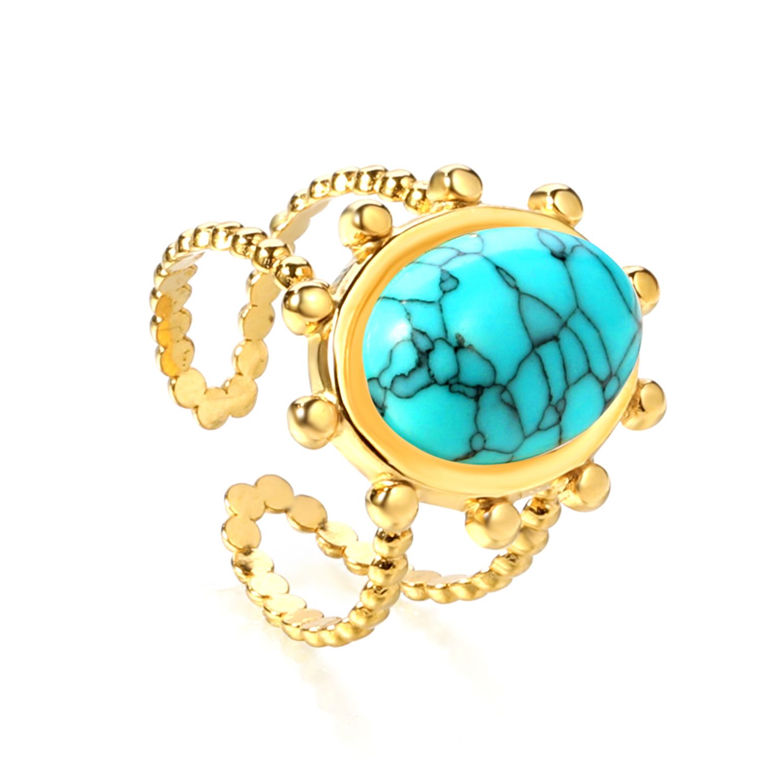 แหวนเดี่ยวประดับเทอร์ควอยซ์สีน้ำเงิน RI1457K1G