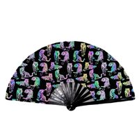 Éventail pliant personnalisé FAREA 33 cm, imprimé holographique, grand éventail en bambou KongFu en nylon réfléchissant pour soirée nocturne en club