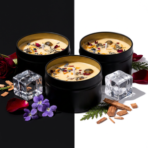 <span class=keywords><strong>Bougie</strong></span> en cire de soja aux fleurs séchées infusées de cristaux, pierres précieuses naturelles pour rituels de manifestation et <span class=keywords><strong>d</strong></span>écoration esthétique <span class=keywords><strong>d</strong></span>'intérieur parfumée - Product Image 1