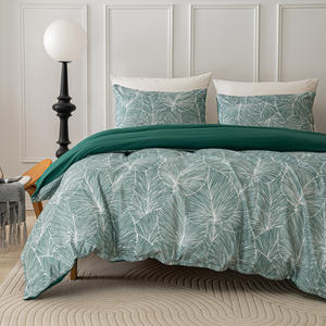 مجموعة غطاء لحاف بطبعة نباتات استوائية على طراز هاواي متقاطع مع الحدود 3 قطعة مفارش أسِرة من البوليستر تصميم أوراق شجر كبيرة - Product Image 2