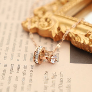 Rose Gold Crown Necklace With Crystal Pendant Clavicle Chain For Women Everyday Wear - Product Image 1