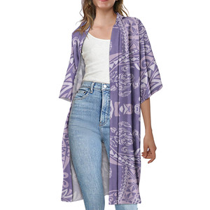 MOQ1 Women's Clothes Casual Shirt Tie Coat Polynesian Tribal Style Samoan Traditional Women's Dress Open Loose <strong>Beach</strong> <strong>Kimono</strong> Robe - Product Image 2