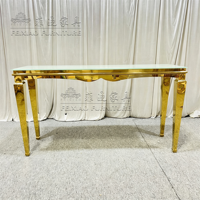 Table de Cocktail de luxe en acier inoxydable doré avec plateau en verre noir