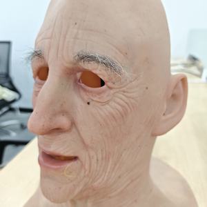 Masque en silicone simulé avec barbe de cheveux <span class=keywords><strong>pour</strong></span> Cosplay <span class=keywords><strong>Halloween</strong></span> Movie Makeup Full Head Mask - Product Image 3