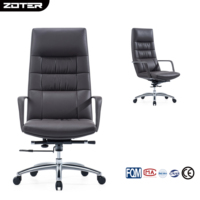 Chaise de bureau de direction en cuir de luxe, dossier haut, pivotante, réglable en hauteur, ergonomique, accoudoirs fixes, moderne