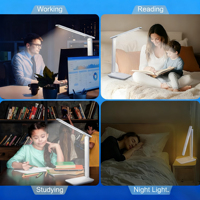Lampe de bureau LED à piles, lumière tactile de protection des yeux pour l'étude, lampe de table pour la maison, le bureau, l'école