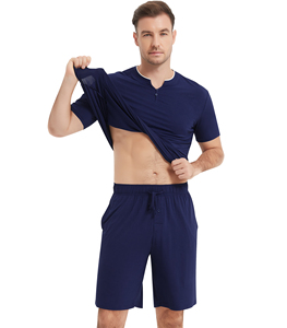 <b>Men's</b> Bamboo Fiber Sleepwear <b>Set</b> Solid Color Casual Loungewear Soft Comfortable Home Wear In-Stock Ready to Ship - Product Image 5