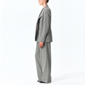 Pantalons <span class=keywords><strong>pour</strong></span> femmes à rayures personnalisées OEM, vente chaude, costume formel, taille basse, <span class=keywords><strong>pantalon</strong></span> large, ensembles <span class=keywords><strong>pour</strong></span> femmes - Product Image 2