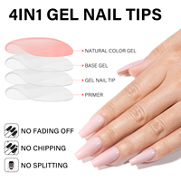 OEM 5 couleurs, 140 faux ongles à presser, forme cercueil moyenne, French, en acrylique, couvrance totale, pré-dessinés, naturels, faciles à poser