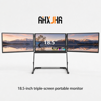 Moniteur portable triple écran AHXJKA 18,5 pouces 1080P IPS pour le travail, affichage USB-C, compatible Windows et Mac