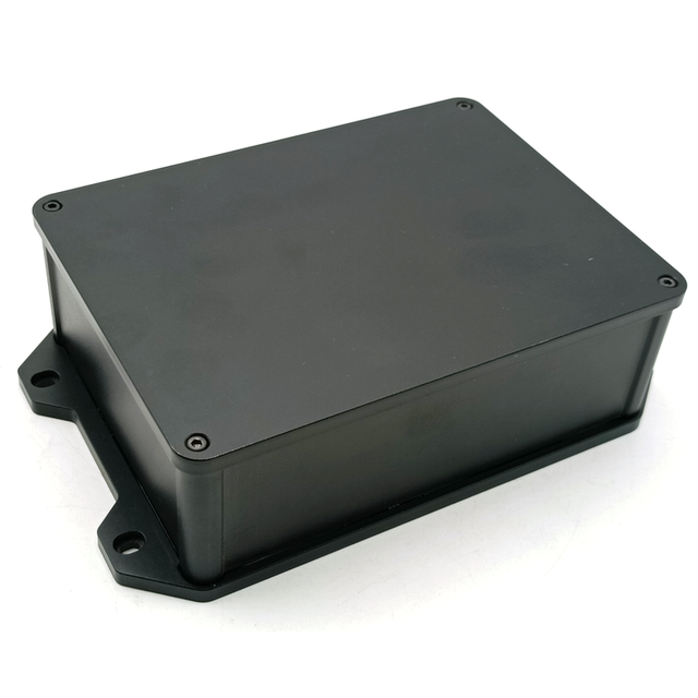 CNC Machined Black Anodized Aluminum Enclosure With Mounting Lugs for Outdoor Sensor Circuit Junction Protective Box