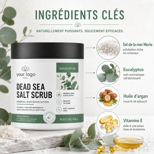 Exfoliante corporal 4 en 1 Private Labe: exfolia, limpia, nutre e hidrata. Sin parabenos, sin sulfatos. Exfoliante de sal del Mar Muerto con eucalipto. - Product Image 4