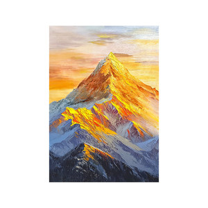Hand Painted Oil Painting Golden Mountain Landscape Art Metal <b>Frame</b> 3D Effect Living Room Sofa Background Wall Decor - Product Image 5
