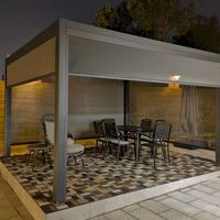 Pergola élégante en aluminium luxueux avec revêtement anti-intempéries et auvent rétractable motorisé, cabane extérieure