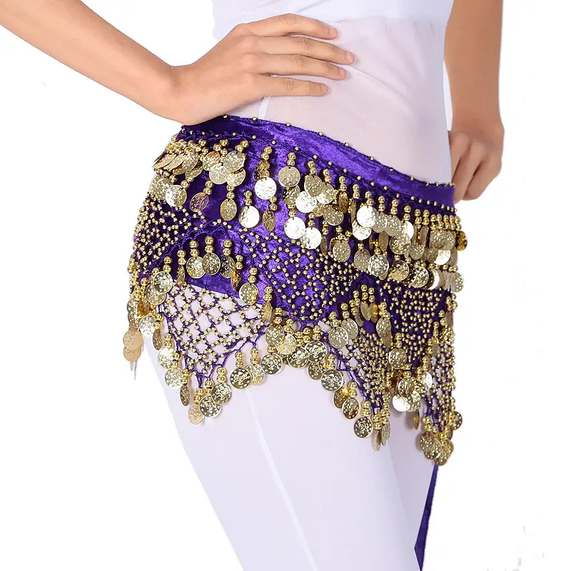 Thả Vận Chuyển Bán Buôn Hàng Nhung Mặc Belly Dance Hip Scarf Xu Tassel Bọc Của Phụ Nữ Belly Dancing Eo Dress Belt F