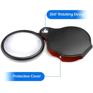 10X Prix de Gros Promotionnels Loupe de Poche Pliante en Verre avec Étui en Cuir Portable - Product Image 4