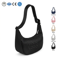 Sac bandoulière croissant personnalisé - Sac demi-lune minimaliste imperméable avec large sangle réglable et logo pour femme