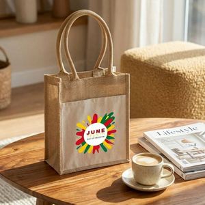 Sac fourre-tout en toile de jute personnalisé pour la fête du Juneteenth, facile à imprimer, idéal pour les cadeaux, vente en gros - Product Image 1