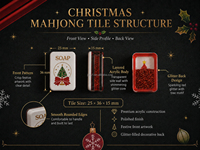 Set Mahjong Amerika Original Premium dengan Ubin Akrilik Berkilau, Alas, Tas, Rak, Kotak Hadiah, OEM, Label Pribadi