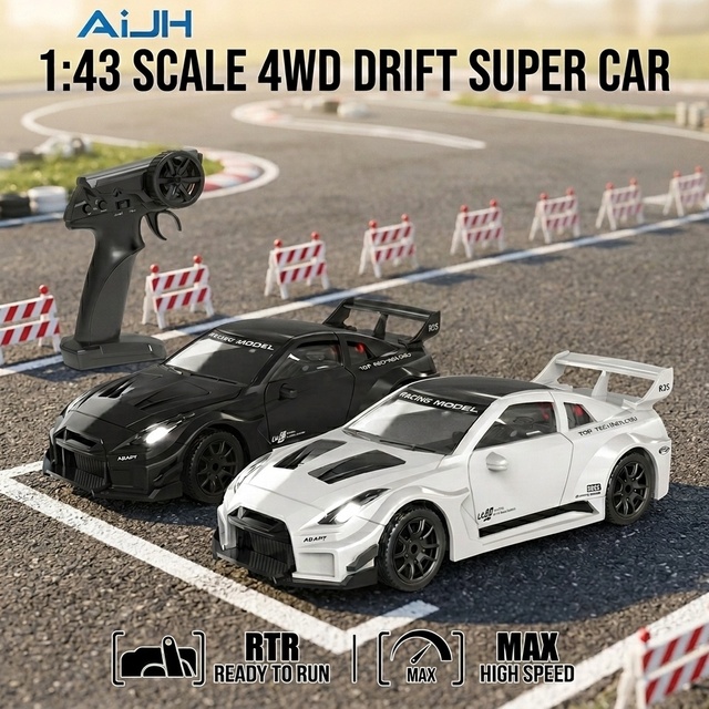 AiJH High-Speed RC Drift Car 1:43 Scale Control Mini Racing Car 4WD Remote Control Drifting Vehicle for Kids Adults Gift