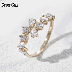 StarsGem Bague Hug ouverte sur le devant en or massif 10K, 1,0 carat total, couleur E, diamant de laboratoire taille poire, plaqué rhodium, pour anniversaire et mariage - Product Image 2