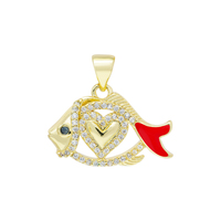 Pendentif en forme de cœur, magnifique bijou, 20 pièces, DIY, Bracelet, collier, pendentifs, en CZ, poisson, en forme de cœur