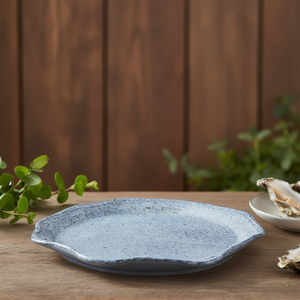 Piatto Piano Oyster Granilla 27 Cm in Ceramica Blu Maculata per Servizio da Tavola - Product Image 3