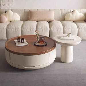 <span class=keywords><strong>Table</strong></span> basse et thé <span class=keywords><strong>scandinave</strong></span> moderne en noyer avec tiroir <span class=keywords><strong>Table</strong></span> basse en bois massif plaqué noyer rangement haut de gamme - Product Image 3