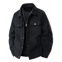 Chaqueta de Hombre de Pana Teñida Informal para Otoño-Invierno 2025, con Botones, Cuello Vuelto, Manga Larga, Transpirable y de Color Sólido