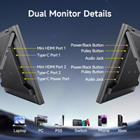 Moniteur portable double écran AHXJKA 15,6 pouces 1920x1080 FHD IPS pour le bureau, la maison, le travail multi-écrans, USB-C Plug and Play, compatible Win et Mac