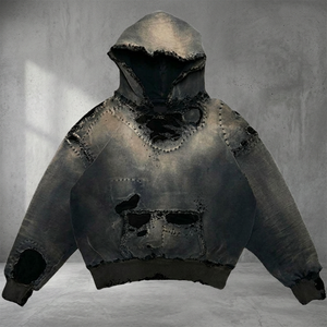 YSJY Ropa Urbana Y2K Unisex, Sudadera con Cremallera Extra Grande, Tejido Grueso de 600 g/m², 100% Algodón, Transpirable, Resistente al Viento, Forrada, con Estampado de Letras - Product Image 3