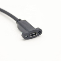 Kabel Ekstensi Data USB3.2 Tipe C Jantan ke Betina 0.5m dengan Lubang Sekrup Pemasangan Panel 100W 20Gbps 4K 60HZ