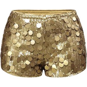 Shorts micro-pailletés personnalisés pour femmes, taille basse, mini-shorts moulants, tenue de club, or scintillant - Product Image 1