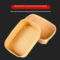 Boîte alimentaire jetable écologique carrée en papier blanc/kraft avec couvercle, bol en papier pour l'emballage de salades, boîtes jetables