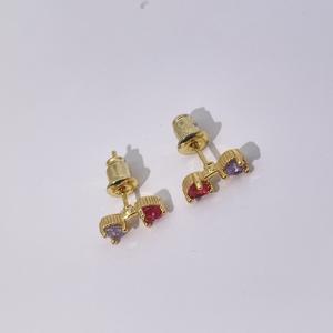 ต่างหูเพชรทรงเรขาคณิตแบบคลาสสิก ชุบทองเหลือง ประดับเพชรซิคอนสีแดงและสีขาว สำหรับผู้หญิง จาก Tianyu Gems - Product Image 4