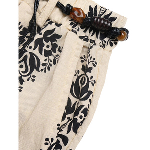 <span class=keywords><strong>Pantaloni</strong></span> <span class=keywords><strong>Palazzo</strong></span> Casual da Donna Personalizzati ODM, Stampa Boho, Gamba Larga, Stampa Floreale, Vita Elastica, Misto <span class=keywords><strong>Lino</strong></span> - Product Image 4