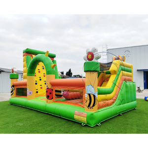 บ้านลมเป่าลมขนาดใหญ่ธีมสวนผึ้ง PVC แบบกำหนดเอง พร้อมสไลเดอร์ ผนังปีนป่าย และสนามเด็กเล่นกลางแจ้ง - Product Image 2