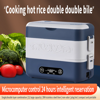 Boîte à lunch chauffante portable pour bureau à domicile 350W, boîte à lunch électrique auto-chauffante à double couche avec 4 bols en acier inoxydable