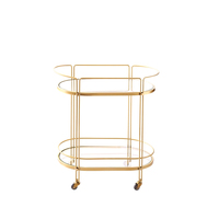 Chariot de service à deux niveaux de qualité supérieure, étagères en fil métallique légères, cadre en métal doré de haute qualité, surface polie, design antique